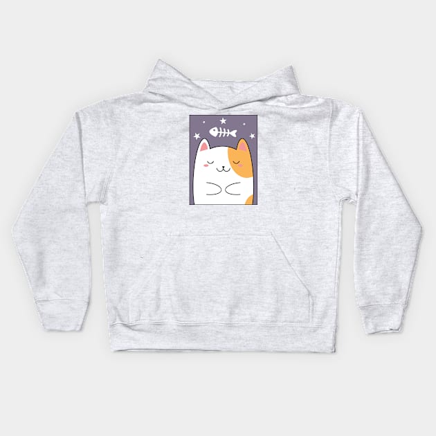 Dreaming Cat Among the Stars Kids Hoodie by Mr. Bdj